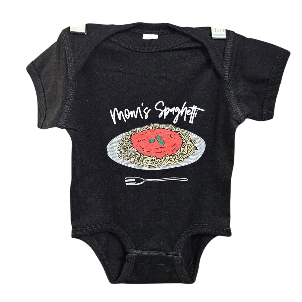 NWOT | 6m Black "Mom's Spaghetti" Baby One Piece